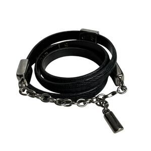 Etcetera Vintage Y2K Black Leather Snakeskin Print Skinny Thin Belt Womens Small
